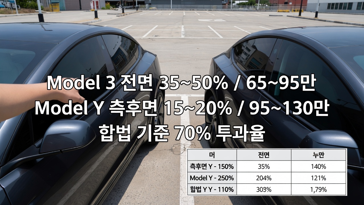 테슬라 틴팅 모델별 농도와 비용 합법 기준 정리