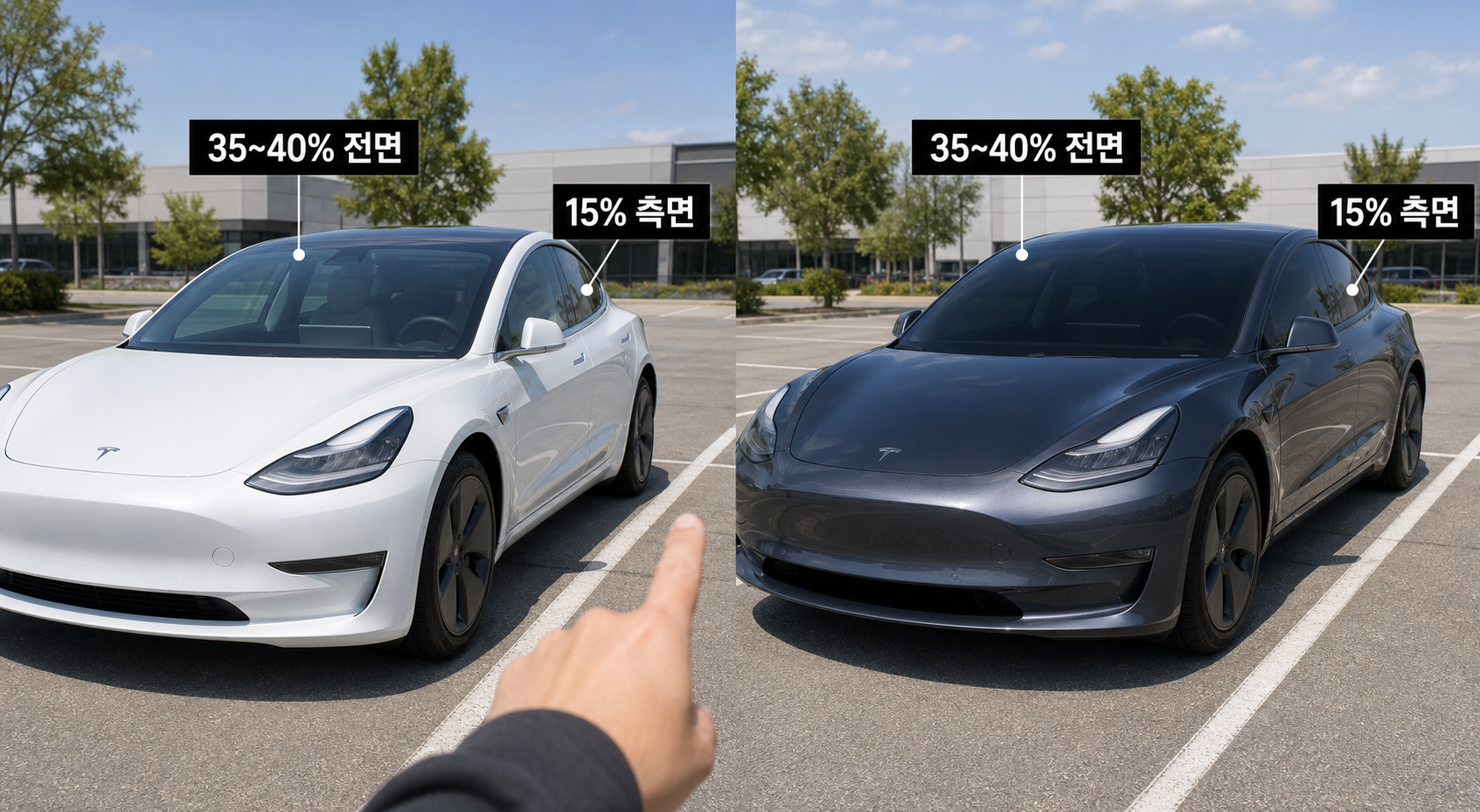 테슬라 모델3 틴팅 농도 추천과 하프 파노라마 옵션