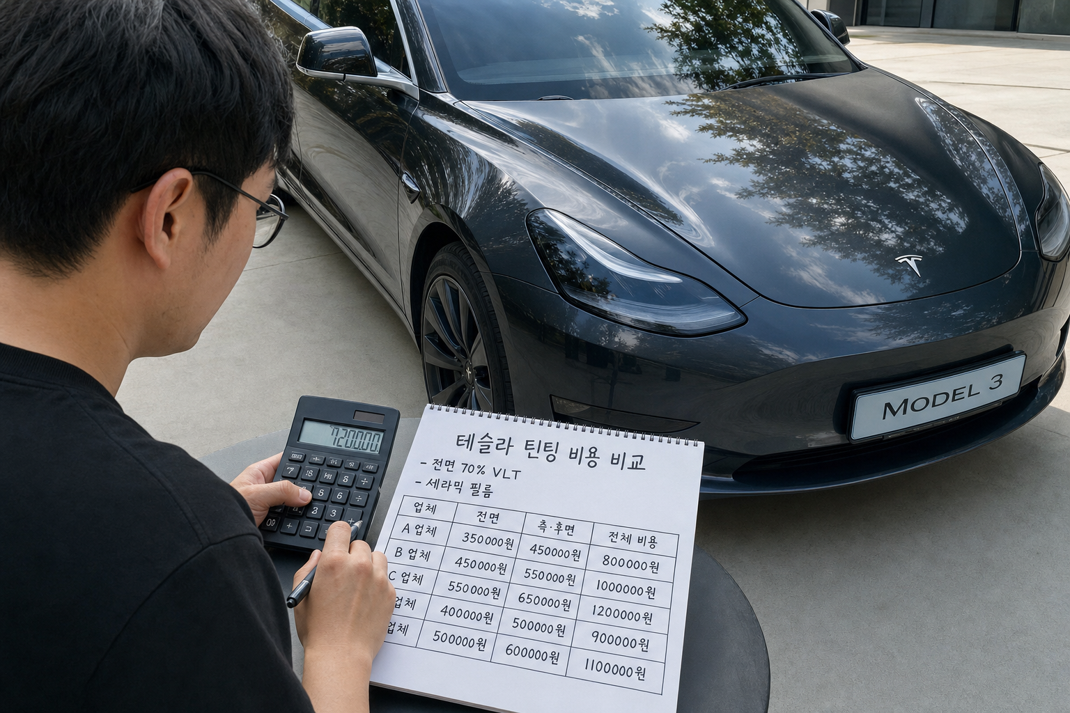 테슬라 틴팅 시공 가이드 농도·필름·비용 정리
